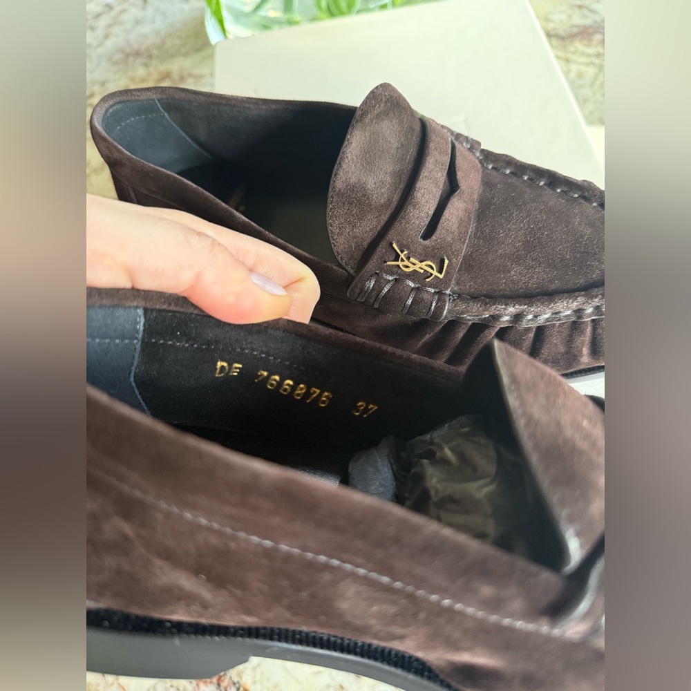 Saint Laurent YSL Le Loafer Cassandre Penny Loafers in Brown Suede - Size 37 - Picture 16 of 16
